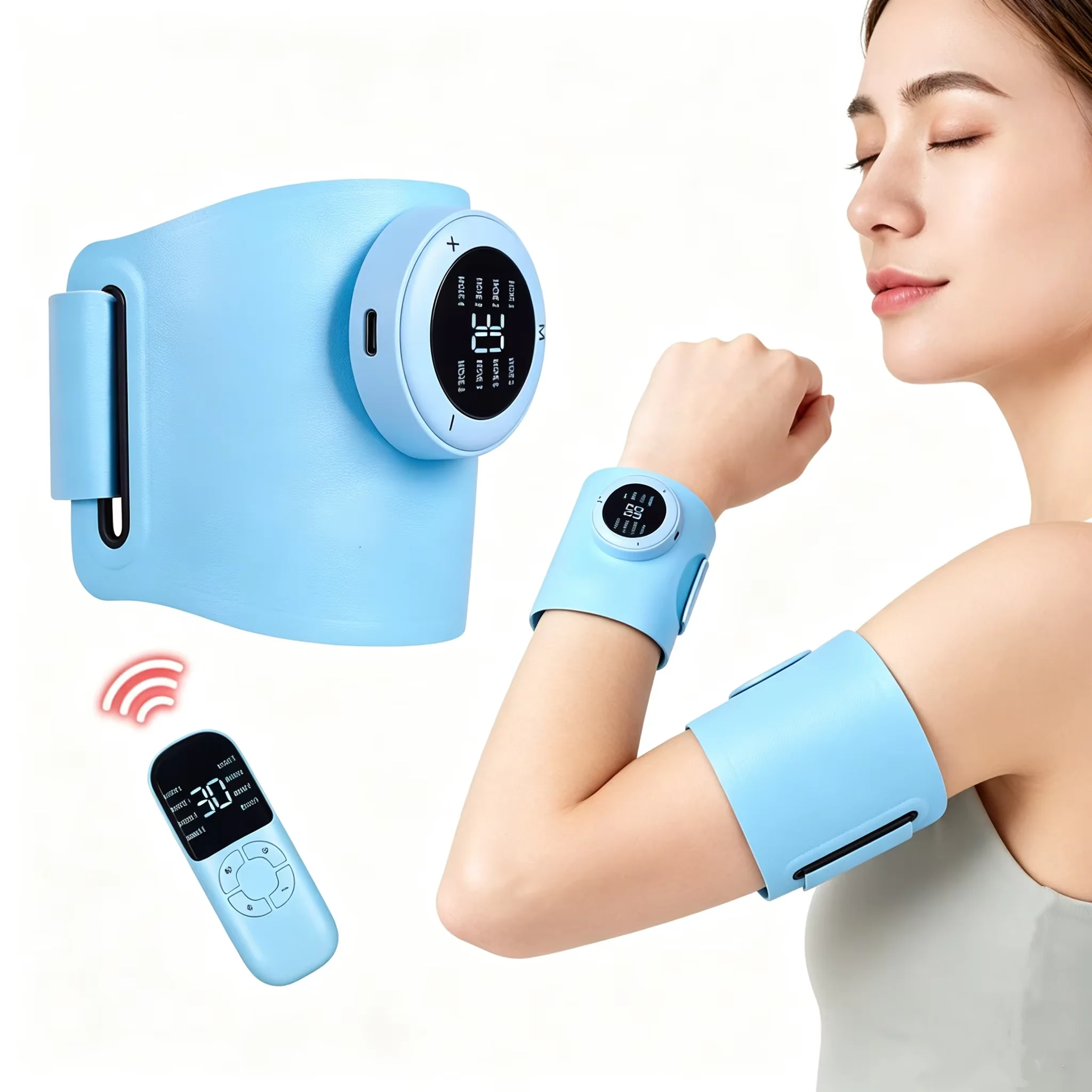 Wireless Electric Arm Massager Deep Tissue Portable Full Body Foot Wristband Fat Burning Hand Training Instrument