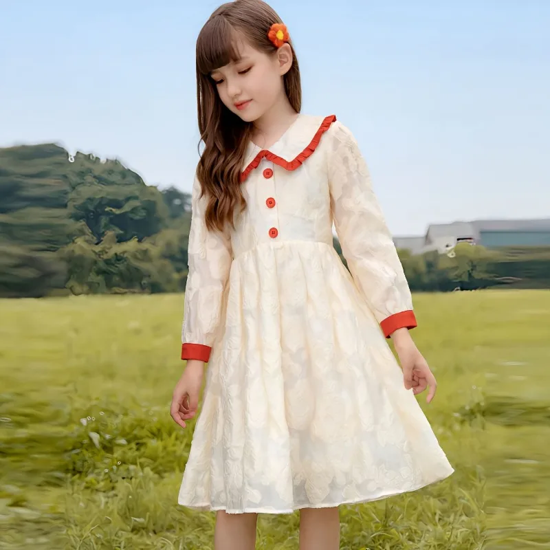 Girls' New Arrival Spring & Autumn Korean Style Luxe Small-Chic Enchanting Princess Dress for 4-12 Years Old