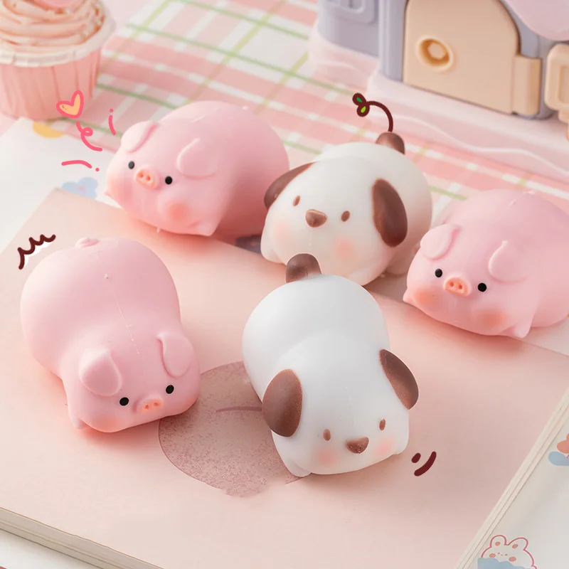 Criativo kawaii porco cão anti estresse brinquedos mole bolas de ventilação lento rebote ansiedade liberação beliscar brinquedo de apertar para adultos crianças