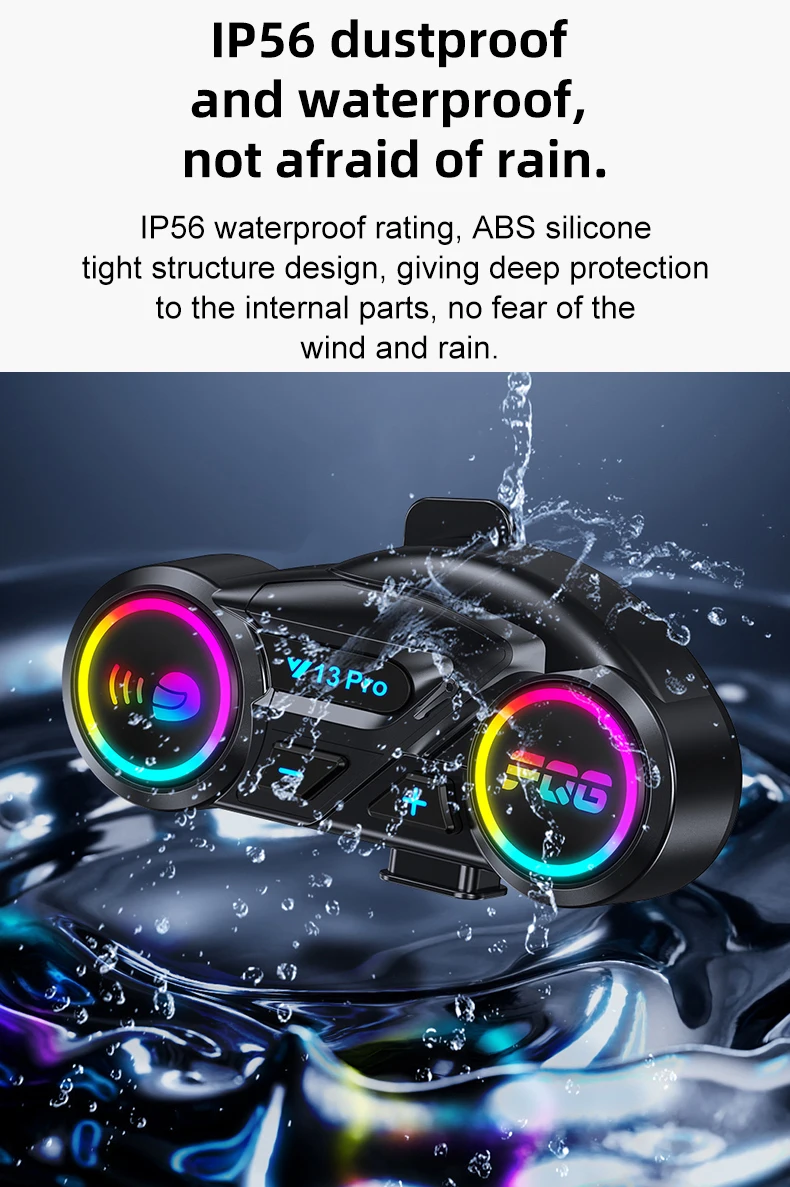 Y13 Pro Motorrad Helm Bluetooth Headset Intercom Entfernung 500M Chip V6.0 Stereo FM Radio Mischen Musik Teilen – Detail 7