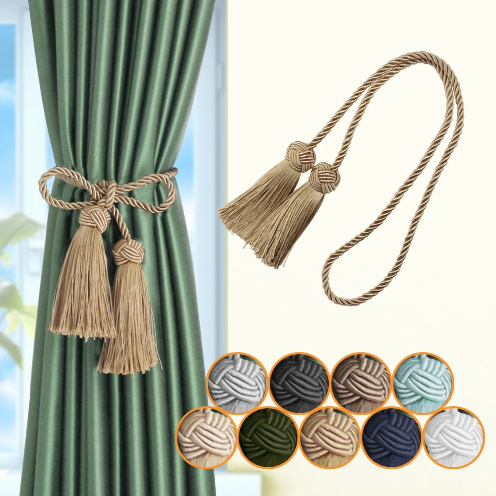 1PC Curain Tiebacks With 2 Head Tassels Curtain Clips Rope Tie Backs Holdbacks Home Accessories Decorative