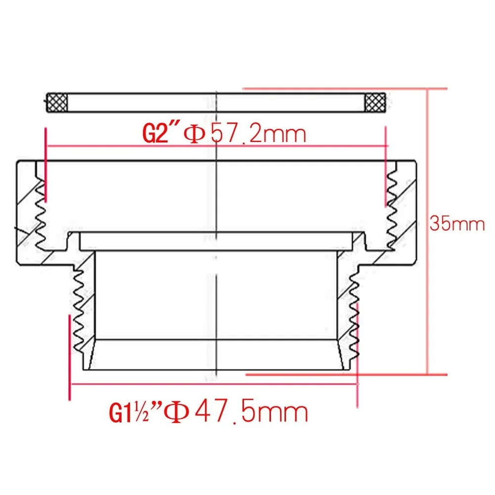 Sink Drain Reducer Fitting PP 2 inch to 1.5 inch Female to Male Thread with Sealing Washer for Leak Prevention