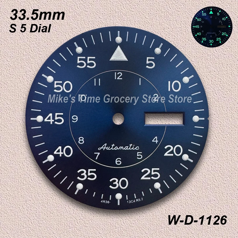 33.5mm Sunray S 5 Dial For NH36/4R36 Movement Green Luminous High Quality Watch Modification Accessories