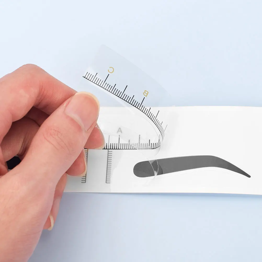

50pcs PVC Eyebrow Positioning Ruler Stencils Yellow Wide Brow Shaping Sticker Disposable Tattoo Tools Measuring Aid