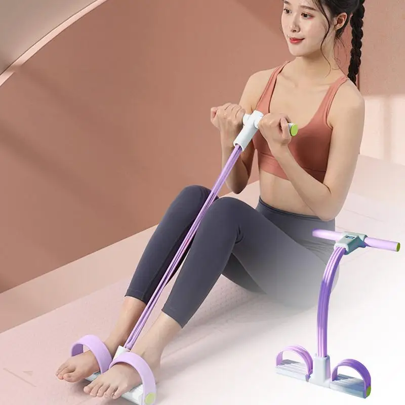 Foot Pedal Resistance Band 6-Tube Yoga Strap Elastic Resistance Band LED Display Bodybuilding Expander Fitness Equipment For