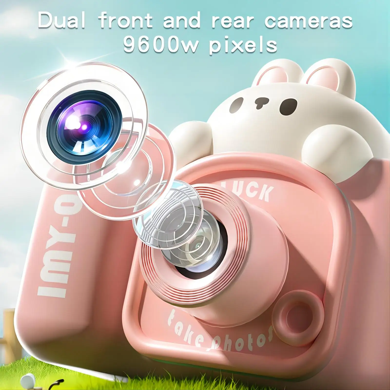 Cute Rabbit Camera Selfie HD toy camera can take pictures can record front and rear dual camera Outdoor portable mini camera Bac