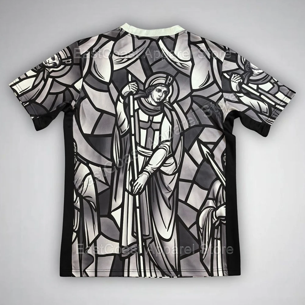 Saint George Stained Glass Style Football Jersey Mens 3D Print Quick Dry Sports Short Sleeve Tops Fan Edition Soccer T-Shirt 5XL