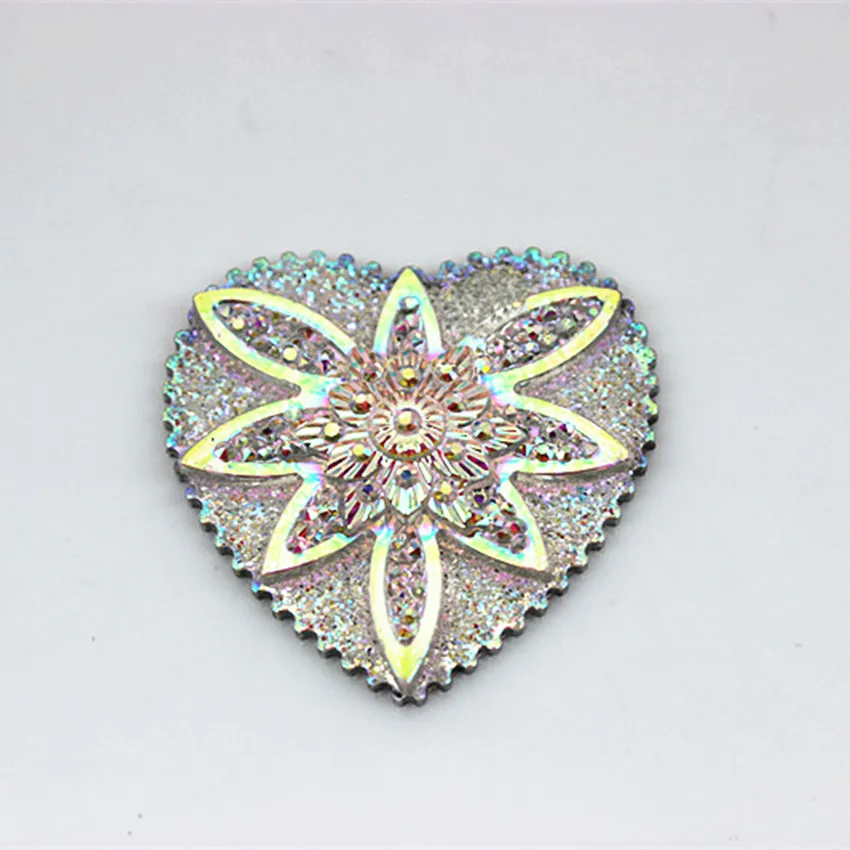 Cong Shao 30pcs 30mm AB Heart Resin Rhinestone Applique Flatback Stones And Crystals  For Crafts Garment DIY CS529