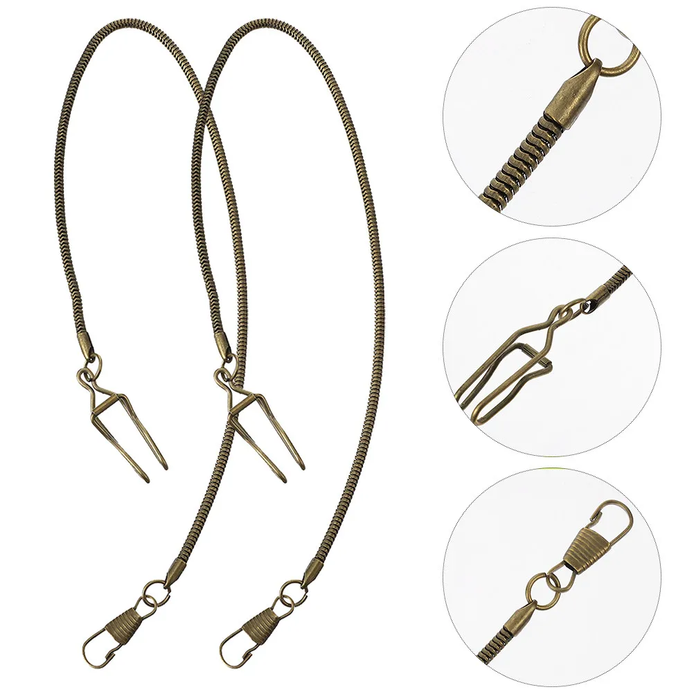 2Pcs Pocket Watch Chain for Men Sturdy Metal Construction Simple Sleek Design Easy Clip on Pocket Watch Holder Chain for Daily