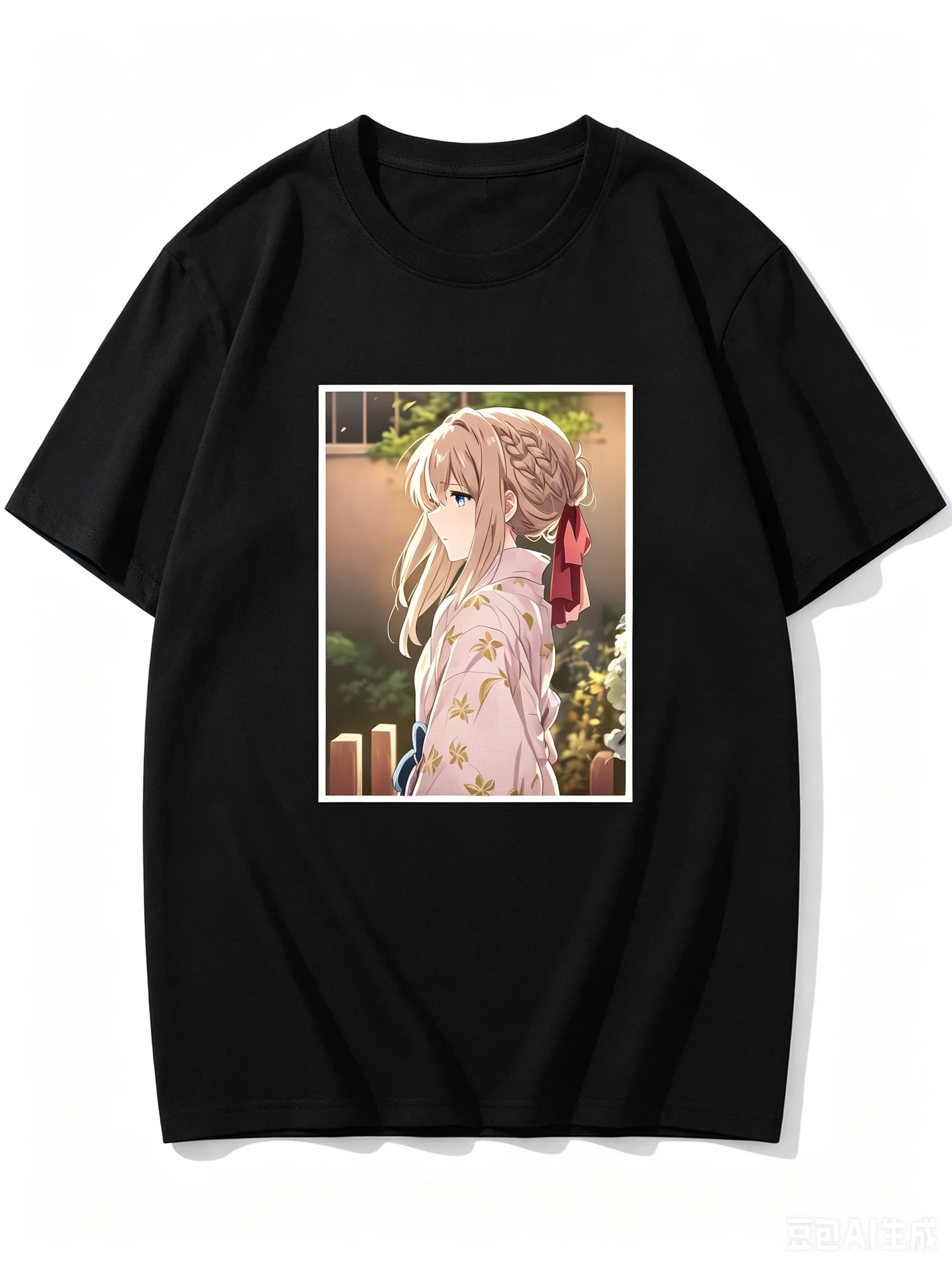 Violet Evergarden Kimono Side Profile Anime Frame Graphic Crew Neck Short Sleeve Comfortable Women And Men T-shirt