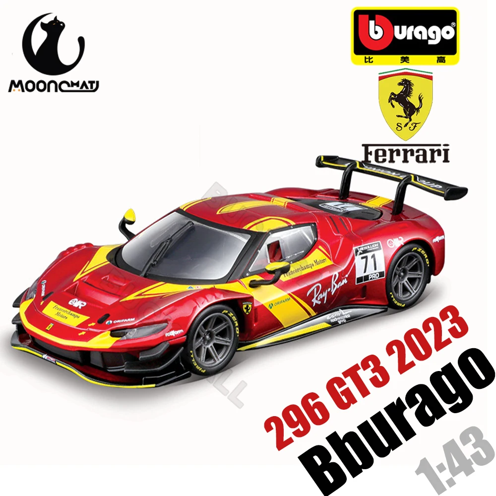 Bburago 1:43 Ferrari 296 GT3 2023 Ferrari 499p LMH Car Model 2023 24H LE MANS CHAMPION Alloy Car Die-cast Sports Cars Racing Toy