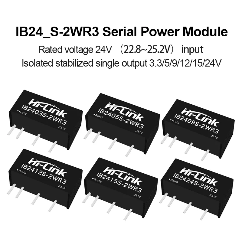 Hi-Link IB2405S IB2424S 2W Plastic SIP Circuit Inverter 1500VDC Voltage Partition 24V Rated Input High Efficiency PCB Component
