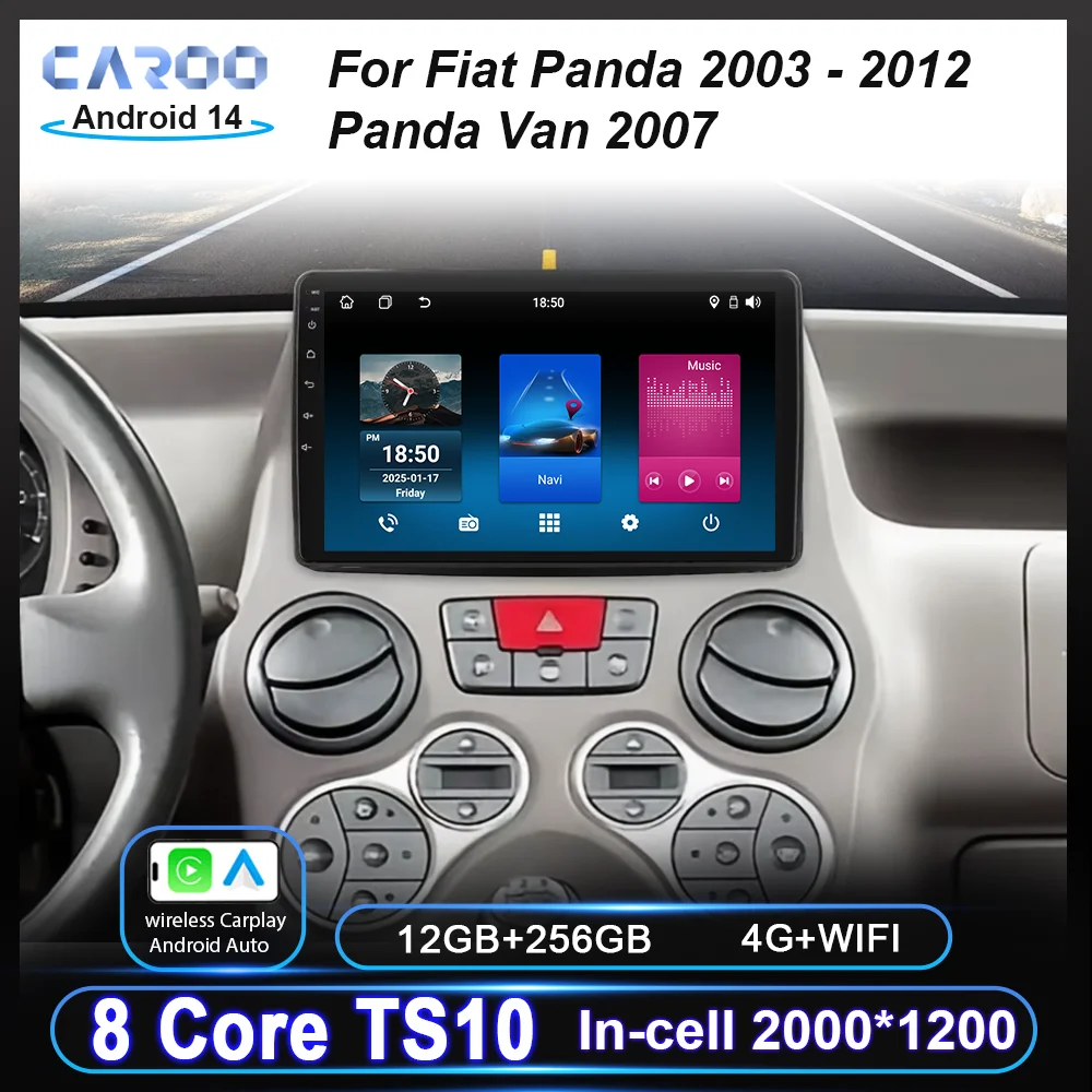 

Автомобильный радиоприемник Android 14 для Fiat Panda 2003-2012 Panda Van 2007 Авто Мультимедиа Видео GPS-навигация 4G DSP Автораadio RDS
