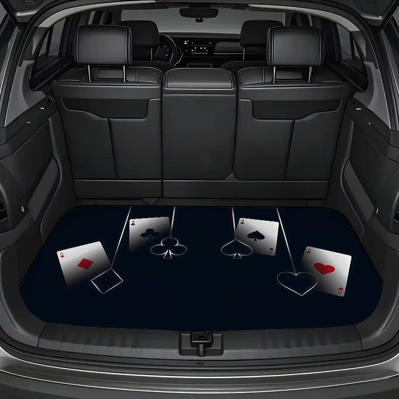 () 1pc/ Cargo Liners, Creative Playing Card Pattern Printing Elements, Persiancar Mats/ Suitable For Cars/ SUV/ Family Car Inter