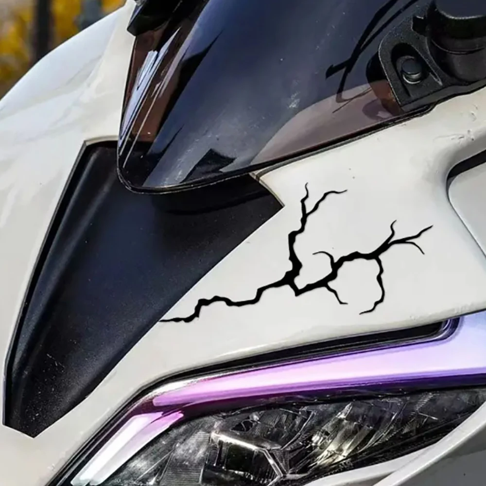 2PCS Reflective Lightning Motorcycle Stickers Waterproof for DIY Motorbike Helmet Windshield Scooter Self-adhesive Vinyl Decals