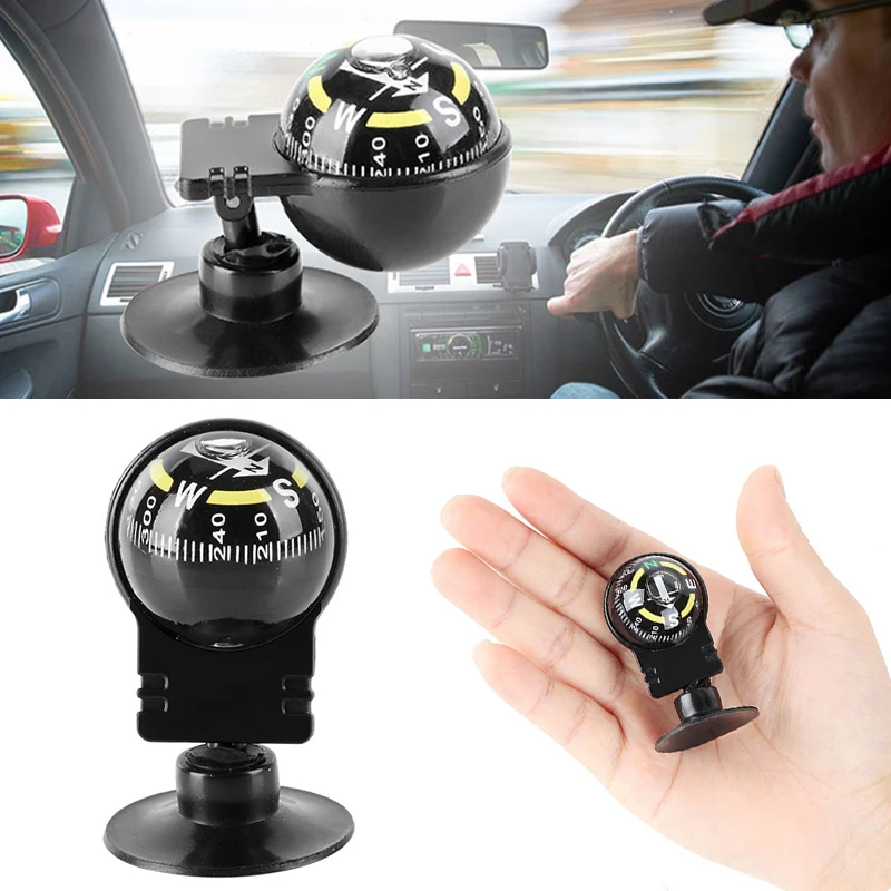 Universal Mini Car Navigation Compass 360 ° Rotary  Adjustable Spherical  Dashboard Guide Compass  For Boat Vehicle Car