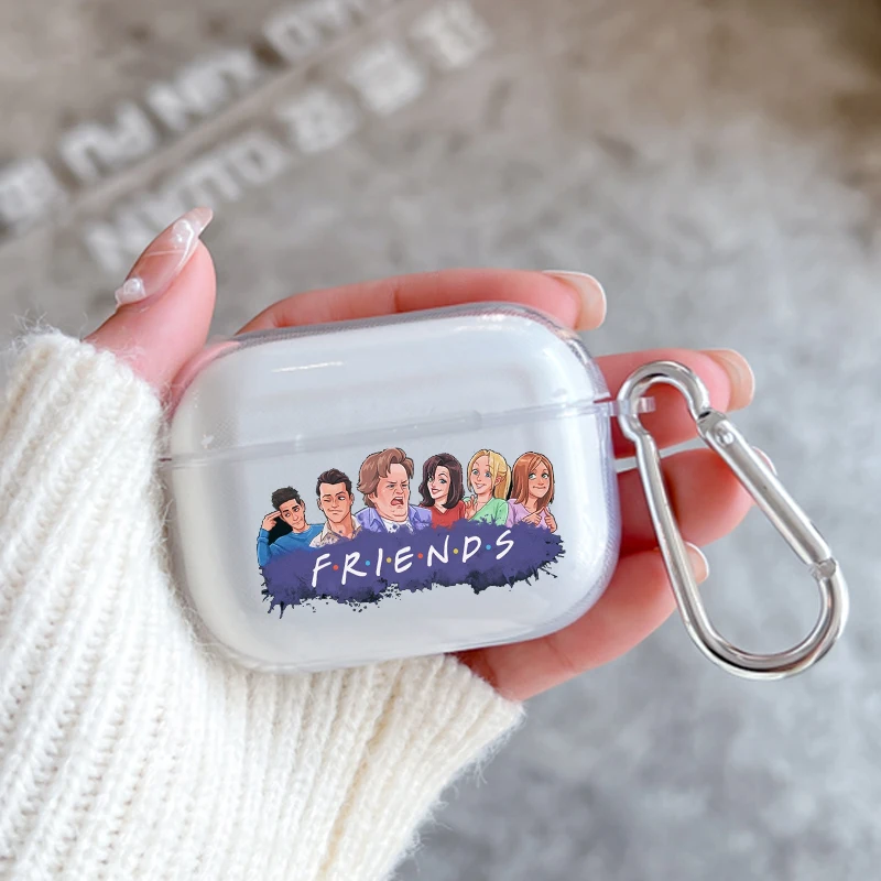 Central Perk ​Friends With Hook For Airpod Pro 3 Pro2 Clear Protective Cover Silicone Case for Apple Earphone Airpods 2 1 Cases