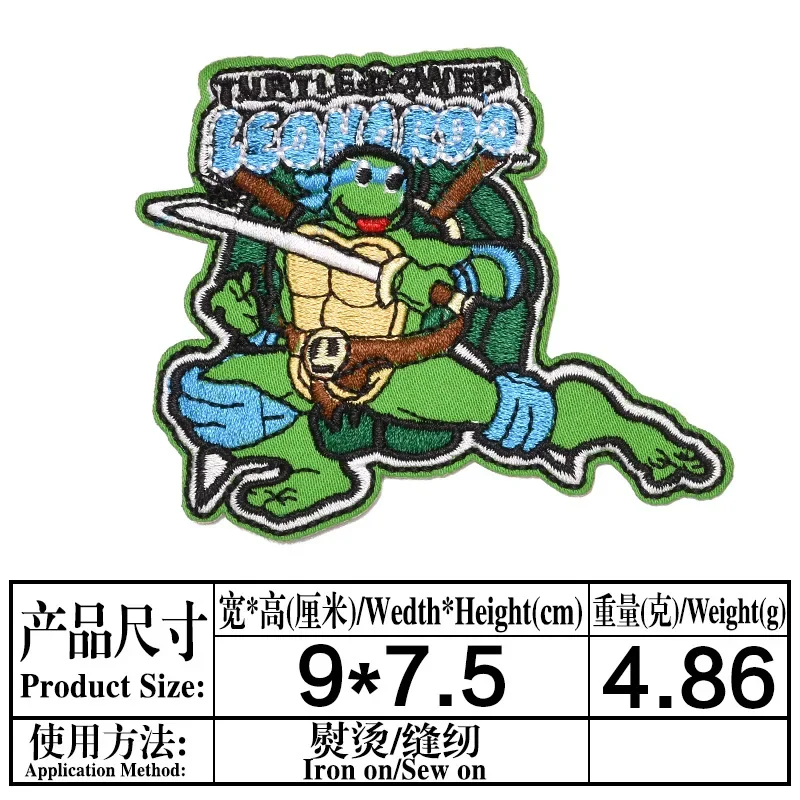 Teenage Mutant Ninja Turtles Anime Embroidered Patch on Clothes Pants Clothing Thermoadhesive Fusible Patches Accessories Decor