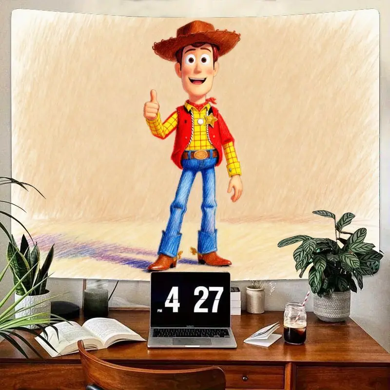 

1 шт., гобелен Disney Pixar Toy Story Woody, мультяшный ковбойский полиэстер, настенное искусство для декора детской комнаты, спальни, идеальный подарок для игрушки