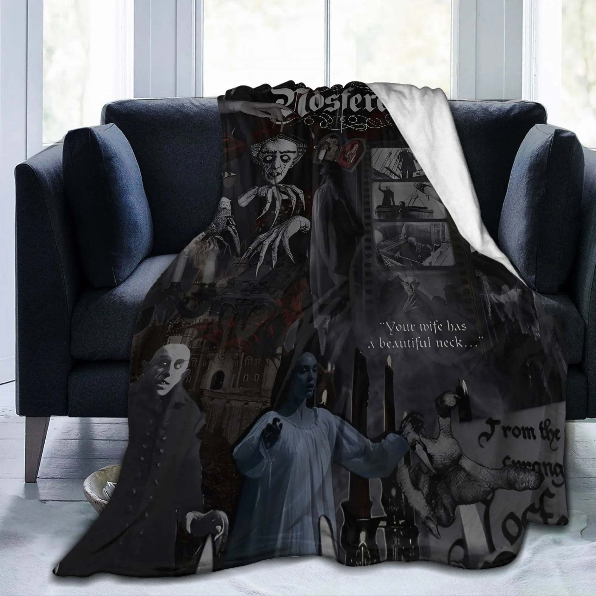 Nosferatu Vampire Dracula Flannel Throw Blanket Horror Movie Halloween Bedding Throws Knitted Blanket Office Thin Multifunction