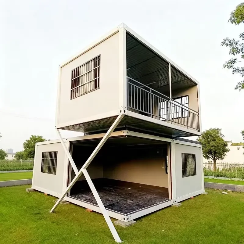 2026 hot Foldable Sandwich Panel Container House Stackable Double Storey Prefab Contemporary Farmhouse Warehouse Home Hotel