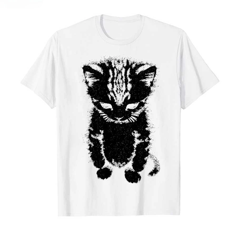 Sad kitten funnyexpression pack sad crying little dwarf cat men and women fashionable T-shirts cottonT-shirts short-sleeved tops