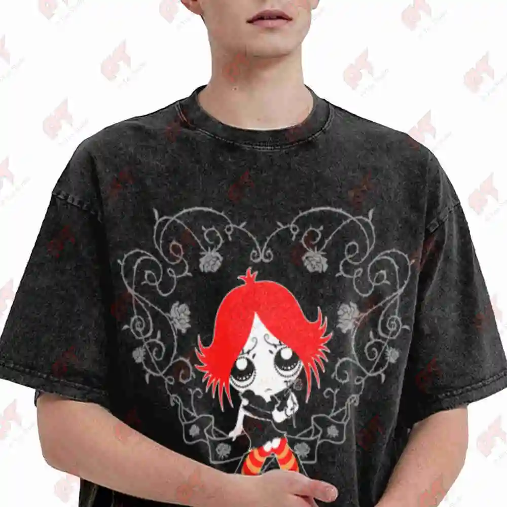 Ruby Gloom Goth Cartoon 2000'S Animation Vintage Vintage Washed Tee Pure Cotton T-Shirt