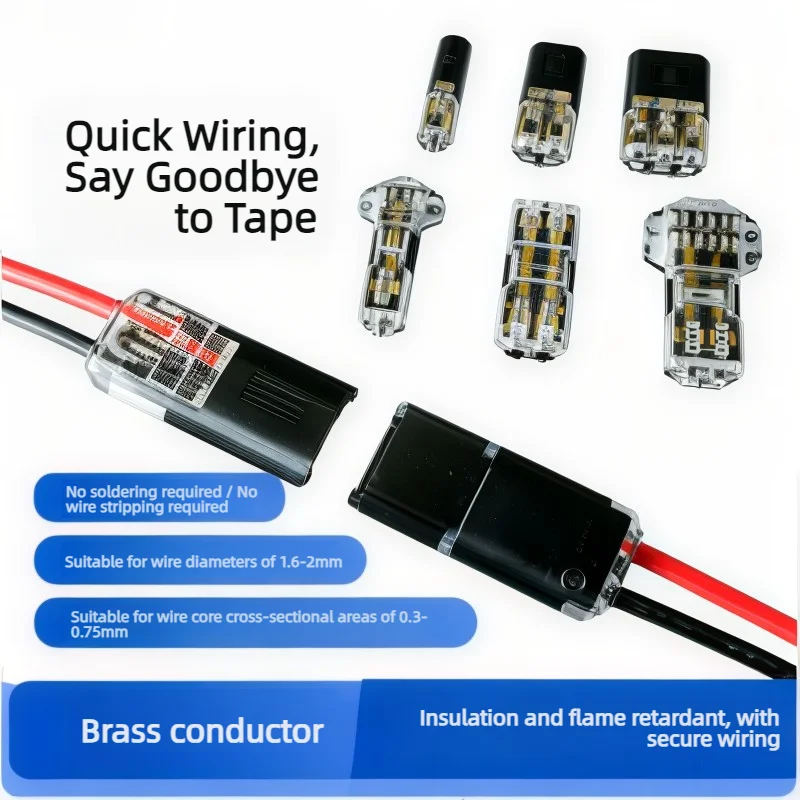50PCS 2 Pin Pluggable LED Wire Connectors Quick Splice No Wire Stripping AWG18-22 LED Strip Light Low Voltage Wiring Connector