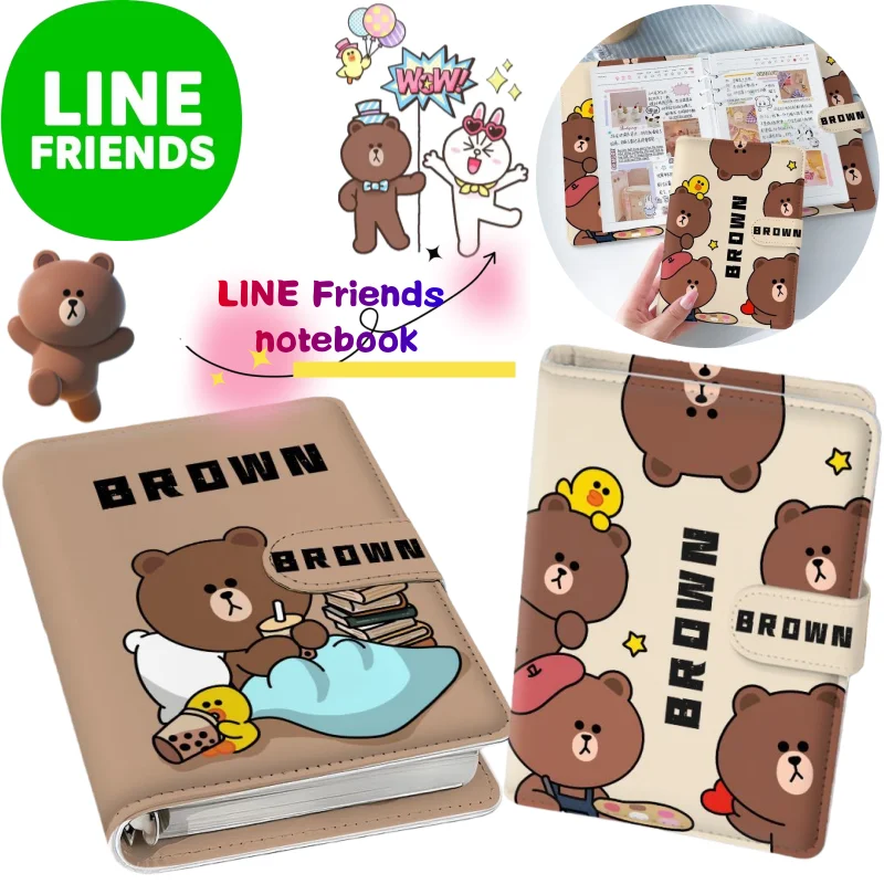 

Блокнот Line Friends Brown Cony Sally Choco с высококачественным мультяшным рисунком, утолщенный, на линовке, со съемными листами, на магнитной застежке