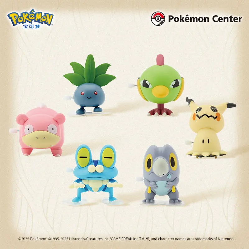 Genuine PokéMon Center Wandering Blind Box Wind-Up Toy Action Figure Oddish Slowpoke Froakie Natu Mimikyu Aron Collectible Toy view 2