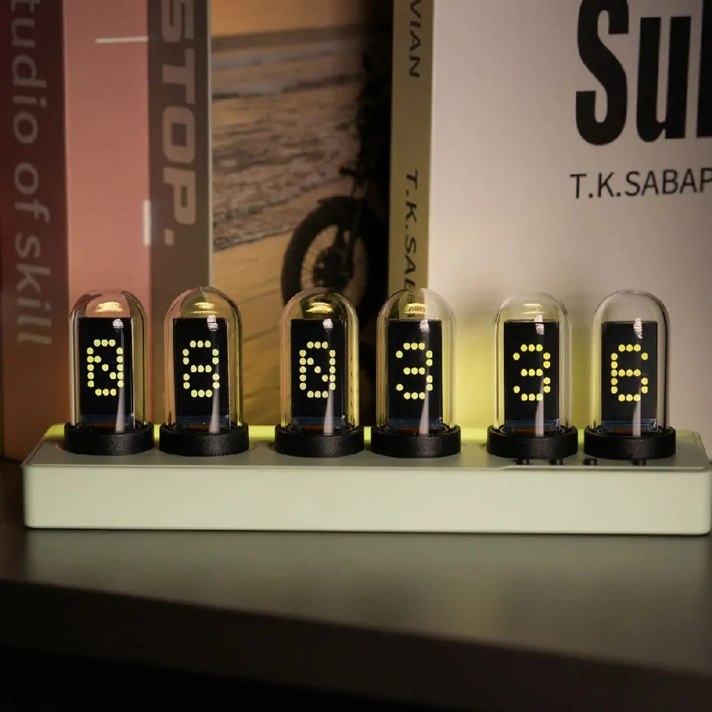 WIFI Control Nixie Tube Alarm Clock 6-DIGIT Mini IPS Color Screen Quasi-glow Tube RGB Light Digital Clock Alarm Table Decoration
