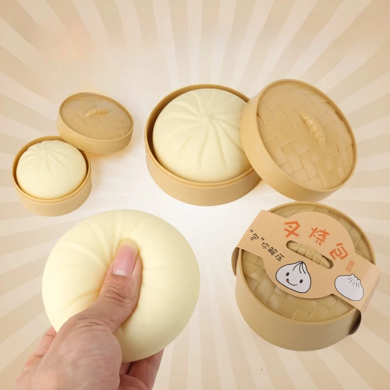 Juguete de descompresión grande de simulación, tipo Xiaolongbao (bollo chino al vapor), con sonido al apretar y rebote lento