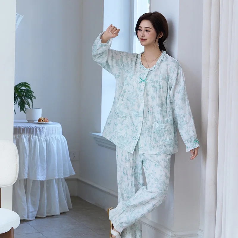 100% Cotton Womens Nursing Pajamas Set, Soft Breathable Maternity Sleepwear with Breastfeeding Access, Button Down Pjs for Pregn
