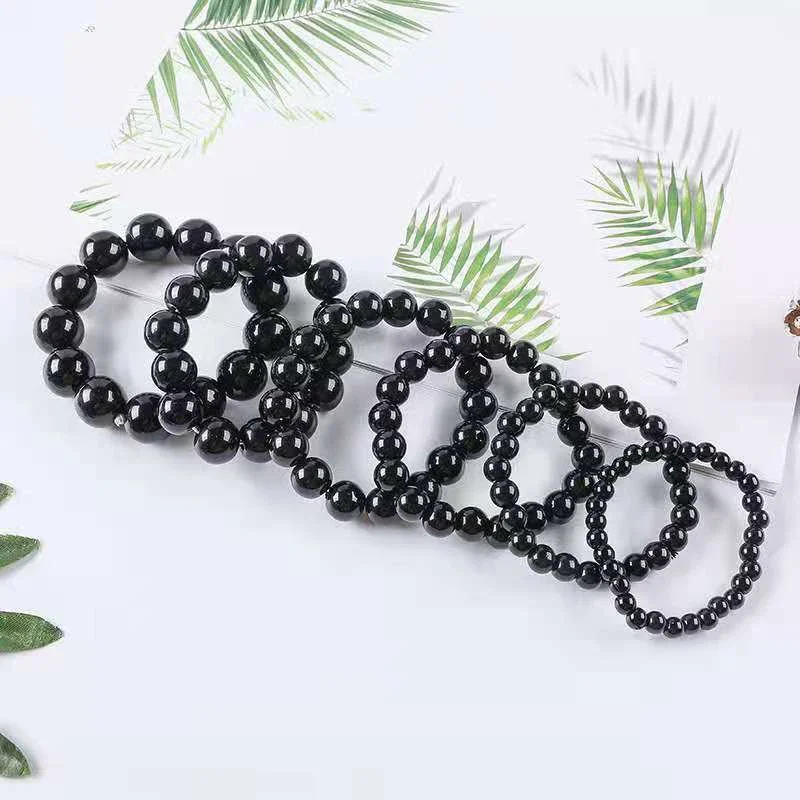 Zwart Obsidiaan Natuursteen Armband Vetverlichting Bevorderen Bloedcirculatie Anti Angst Gewichtsverlies Armbanden Vrouwen Mannen Sieraden