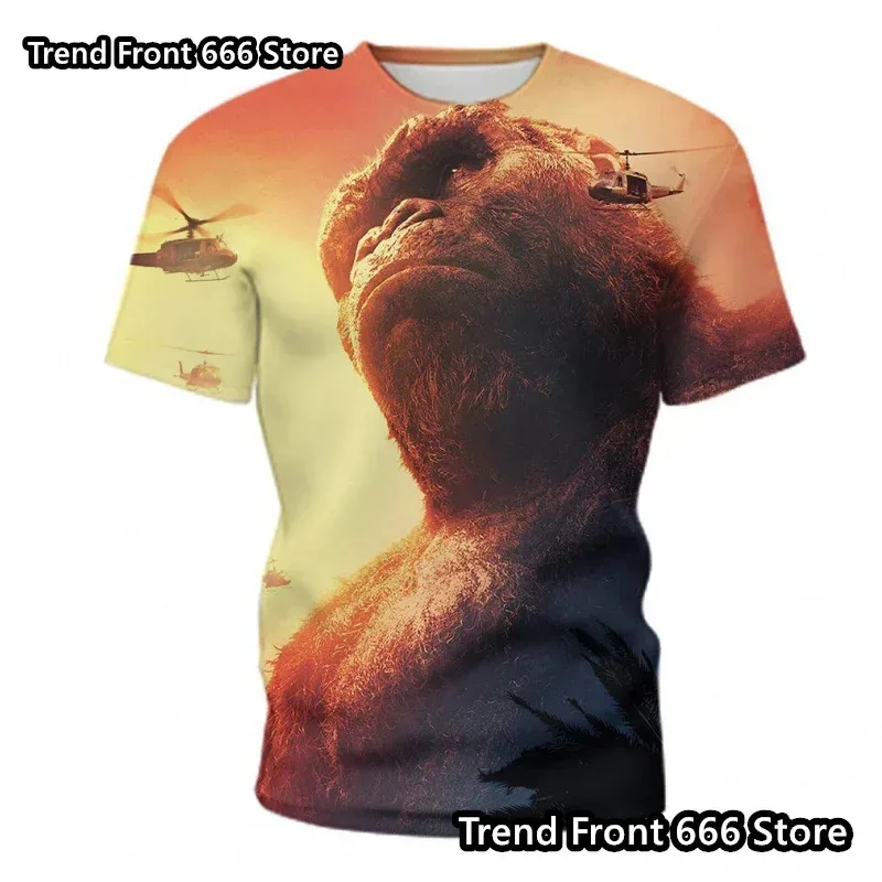 72th أنيمي تأثيري صعود كوكب القرود الاطفال والرجال كينغ كونغ قصيرة الأكمام تي شيرت Crewneck الأطفال ثلاثية الأبعاد مطبوعة تي شيرت