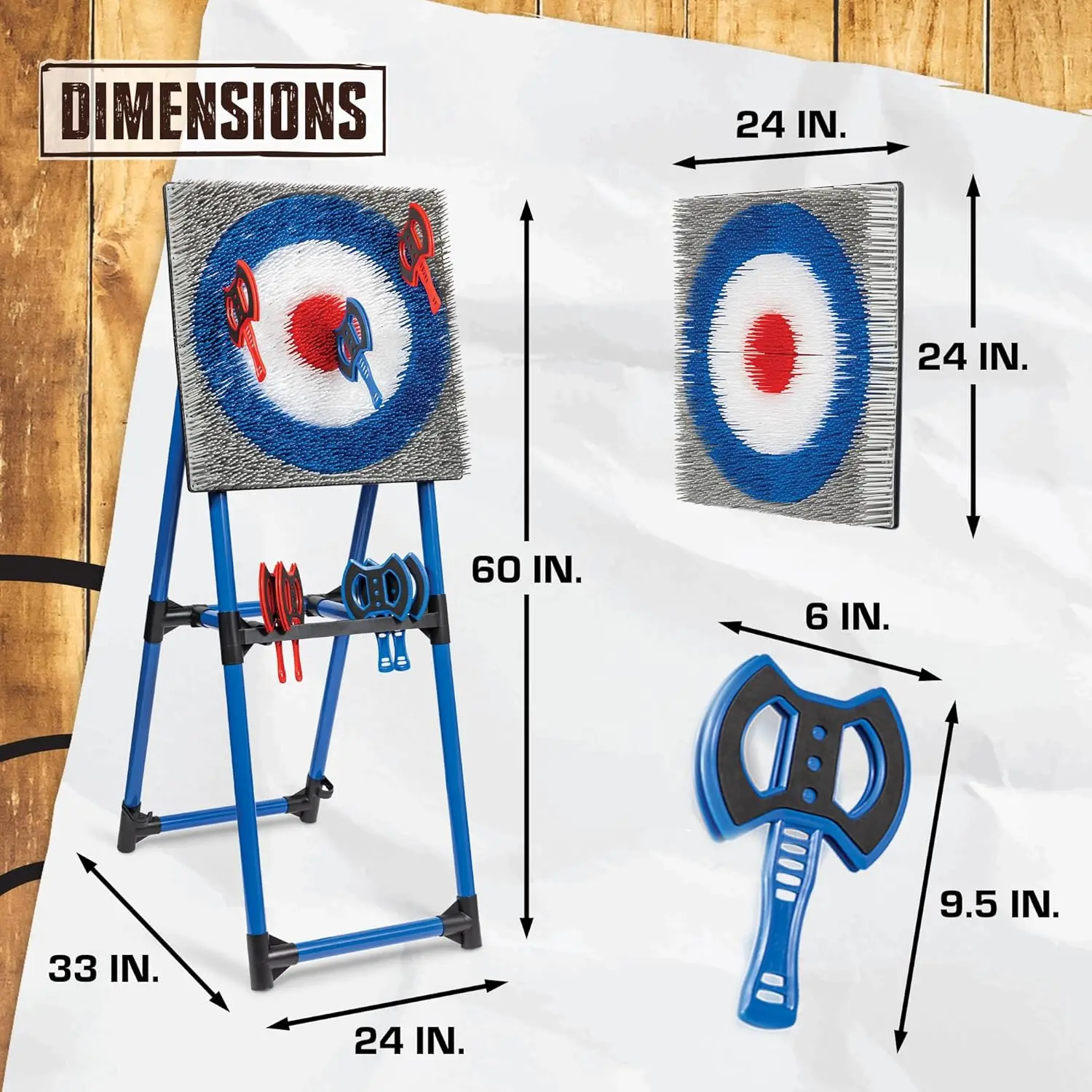 Deluxe Steel Frame Axe Throw Target Game Set - Steel Frame for Indoors and Outdoors