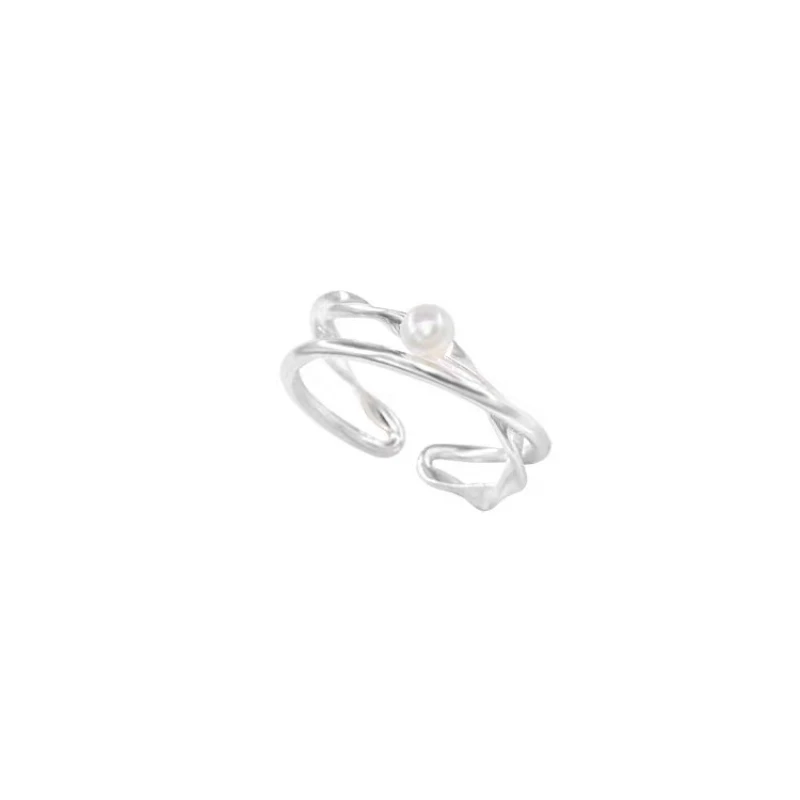 High End Elegant Pearl Hollowed Out Heart Ring Korean Version Fashionable Jewelry Gift 925 Sterling Silver Ring for Women