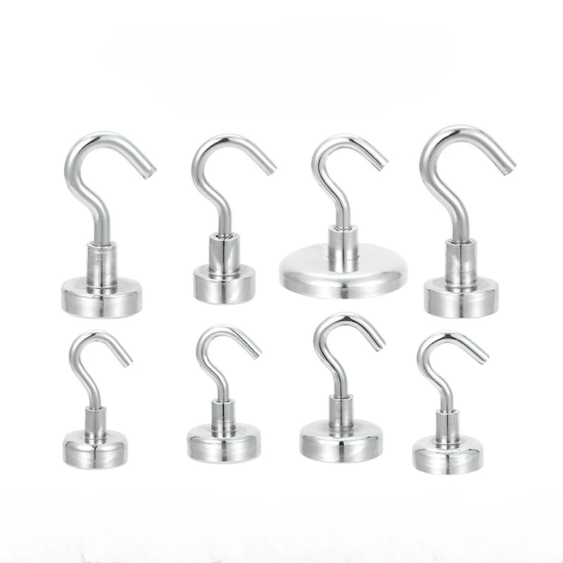 

10Pcs Metal Strong Magnetic Hooks Wall-mounted Heavy Duty Magnet Hook Key Coat Hanging Hanger Home Kitchen Bathroom Storage