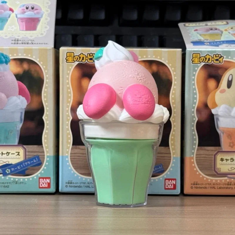 Bandai estrela kirby latte arte xícara de café brinquedo wadulu rosa caixa de armazenamento de gordura ornamento de ovo para fãs de derivados de animação