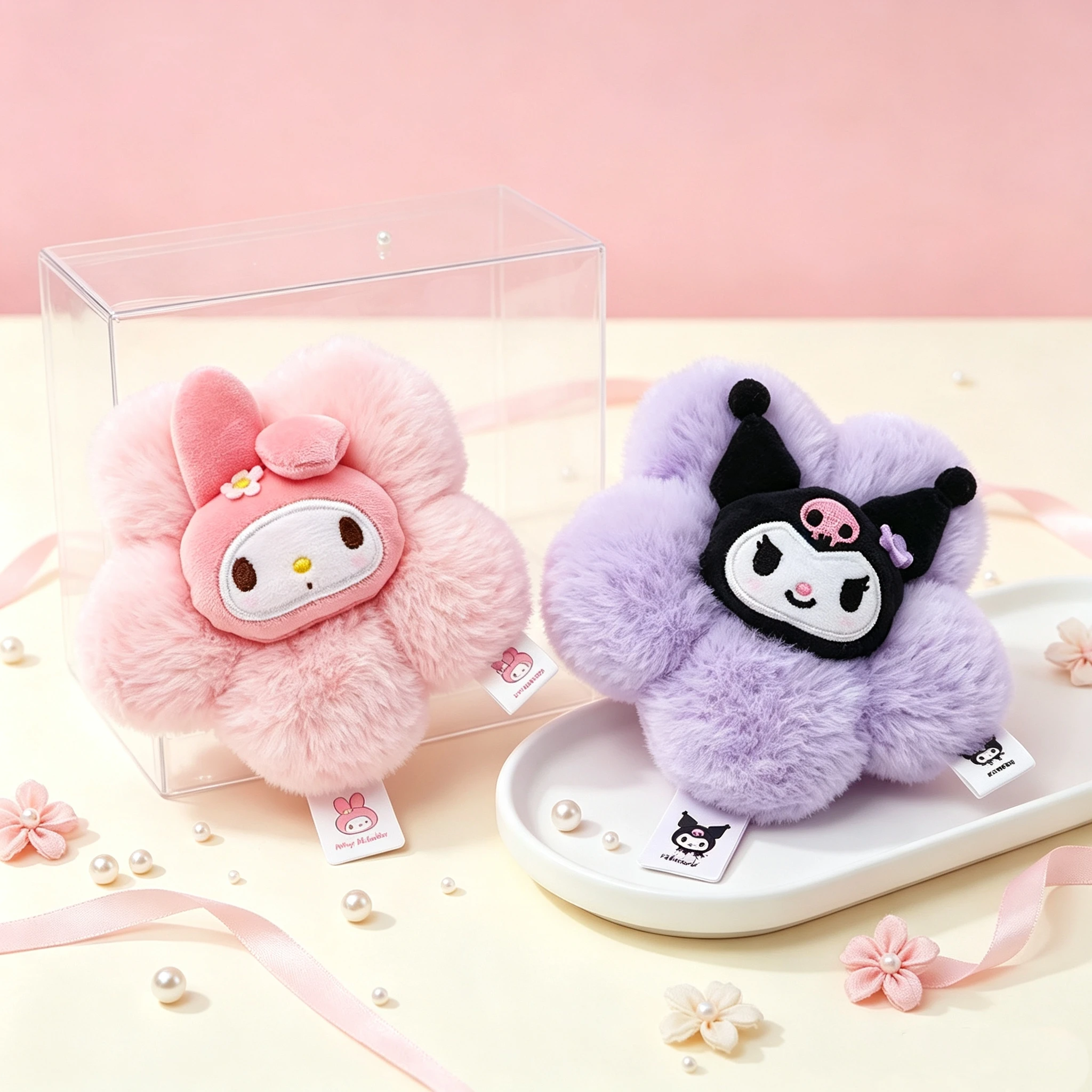 Sanrio Licensed Blossom Design Plush Charm, Skin-friendly Soft Fluffy Material Cartoon Pendant, Multiple Classic Characters Avai