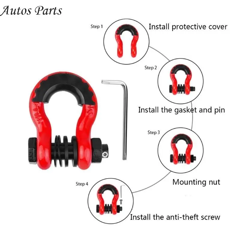 57BA 3/4 "أغلال D-حلقة أغلال وعرة غير قابلة للكسر القوس المسمار الثقيلة D-حلقة الكربون الصلب دائم للمركبات الطرق الوعرة