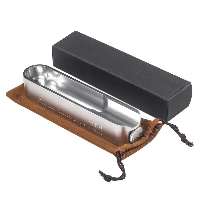 Metal Cigar Ashtray Equipped with A Punch Tool and Ash Slot Designed Single Cigar Holder Ash Tray for Outdoor Use Men Gift