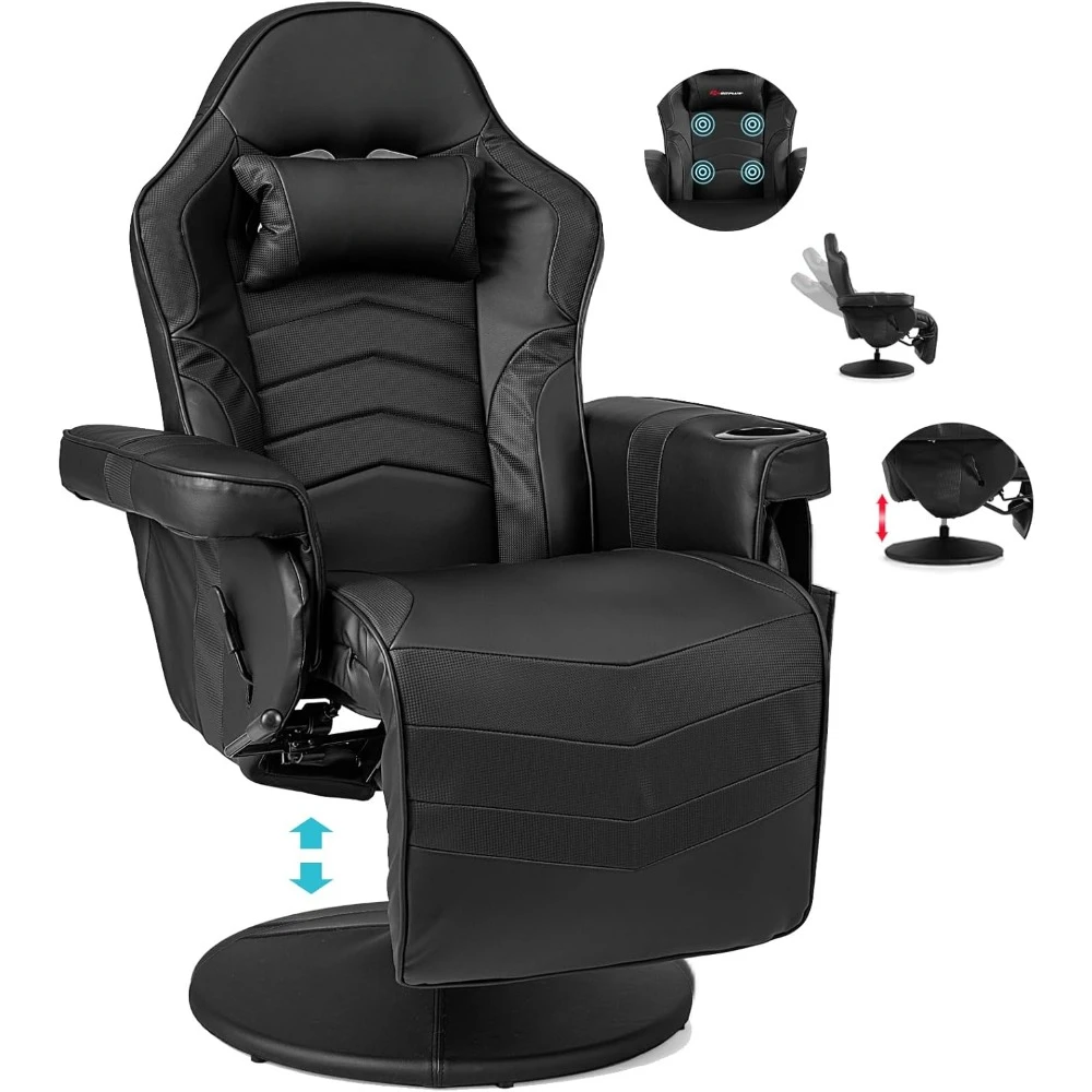 

Gaming Recliner, Adjustable Massage Gaming Chair with Cup Holder Footrest Ergonomic Single Sofa Living Room Home Theater Seating