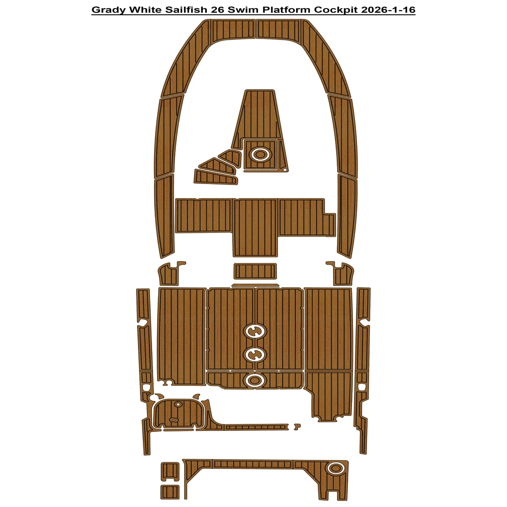 

Grady White Sailfish 26 Swim Platform Cockpit Pad Boat EVA Foam Faux Teak Deck Floor Mat SeaDek Style Self Adhesive