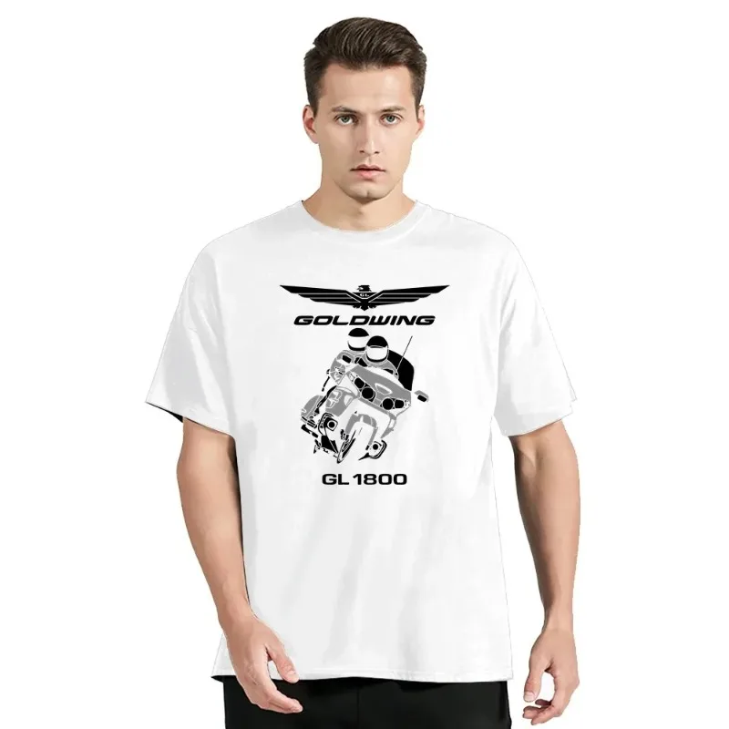 

Мужская и женская мотоциклетная футболка Honda, летняя футболка Goldwing GL1800, повседневный топ с круглым вырезом и логотипом автомобиля в стиле панк с короткими рукавами
