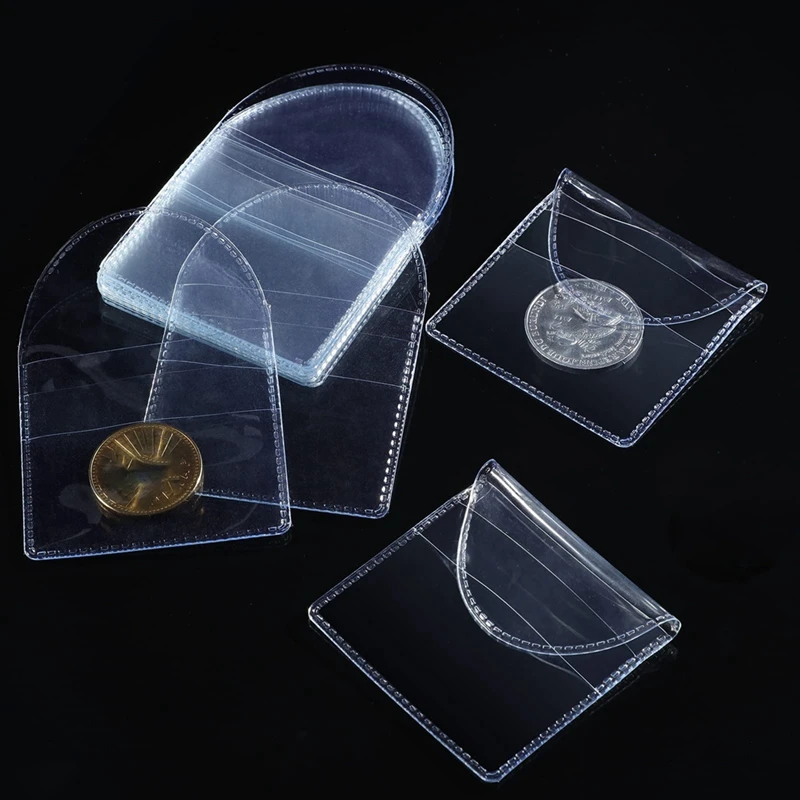 100Pcs Single Pocket Coin Flip, 2Inch Individual Clear Plastic Sleeves Holders Coin Holder Small Coin Sleeves Easy Install