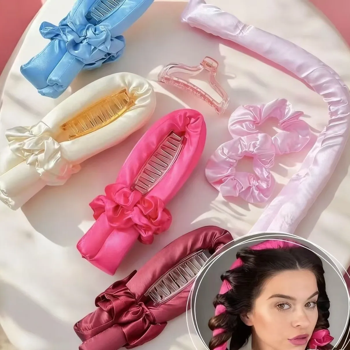 Heatless Curling Wand Lazy Heatless Coiling Hair Tool Fashion Funny Big Wave Sleep Curling Tool Hair Ring Set Hairclip Female