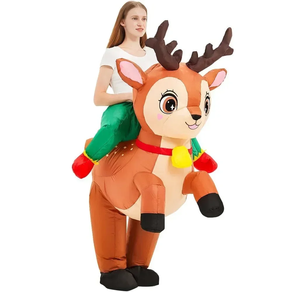 Christmas Carnival New Year Party Atmosphere Props Inflated Garment Adult Cute Riding Inflatable Reindeer Costume