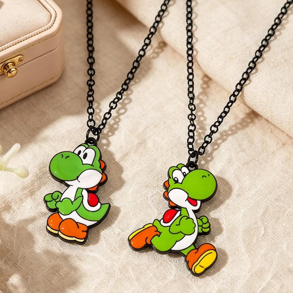 Yoshi Dinosaur Enamel Necklace Cartoon Lovely Animal Character Pendant Fashion Trend Jewelry Gift for Friends