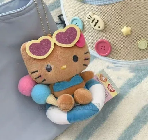 Новый Sanrio Kitty Love мультфильм гавайское кольцо для плавания плюшевая кукла кулон, открытый верхний рюкзак кулон брелок подарочная игрушка, награда